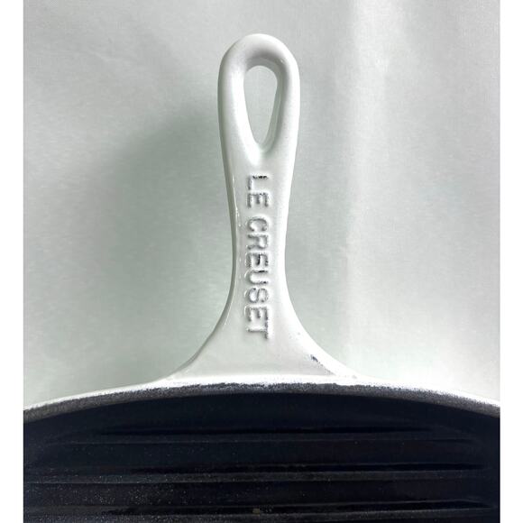 Le Creuset #26 Square Cast Iron White Enamel Skillet Grill Pan 10” France - Picture 4 of 7